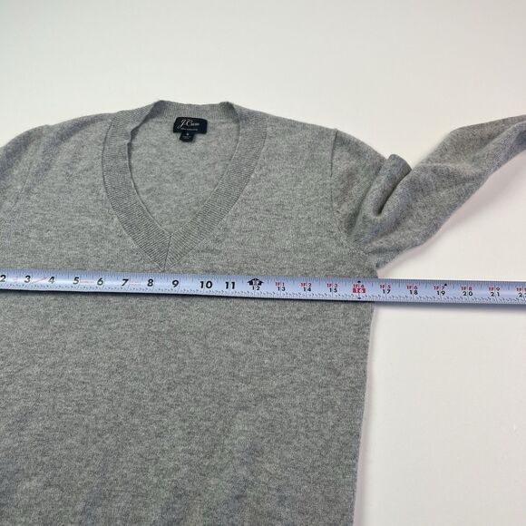 J Crew 100% Cashmere Fitted Sweater S Gray V Neck Heritage Preppy Quiet Luxury - Picture 6 of 9